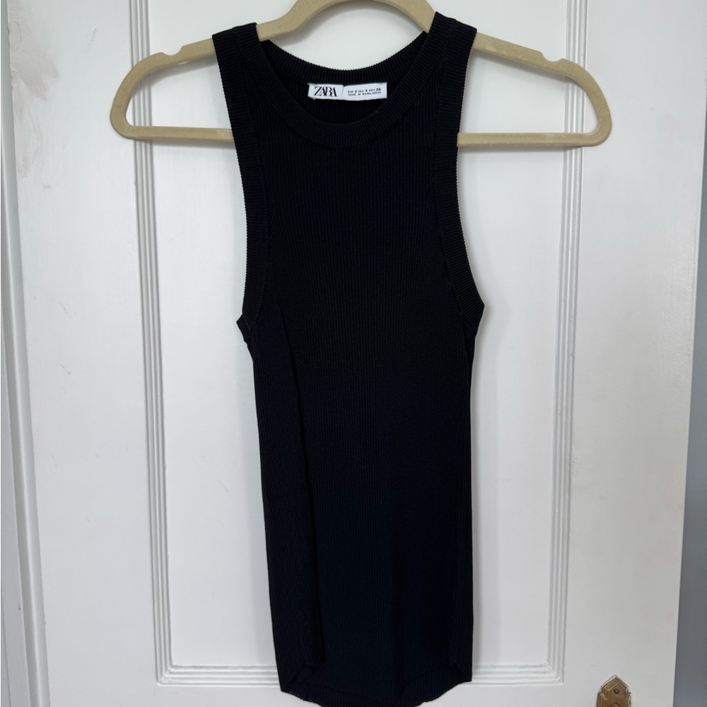 Black Ribbed Tank Top